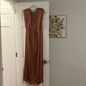 Bronze silk floor length dress